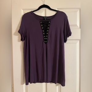 Torrid gothic witchy purple lace up chest corset top *has flaw*